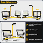 T-SUN 2x60W LED Baustrahler mit Stecker, 11000LM Baustellenstrahler mit 4M Kabel, IP66 Wasserdicht Arbeitsleuchte Baulampe, 6000K Kaltweiß LED Bauscheinwerfer für Baustelle, Werkstatt oder Keller