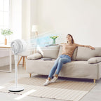 berssen Standventilator Ventilator leise 25dB 3D Oszillation DC Motor 68/100cm Höhenverstellbar Turbo Luftzirkulation Fernbedienung Tastbildschirm 7,1m/s Windgeschwindigkeit Energie Sparen,Weiß