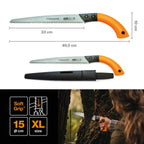 Fiskars Handsäge für frisches Holz bis Ø 15 cm, Mit feststehendem Blatt, Inklusive Kunststoff-Köcher, Sägeblattlänge: 33 cm, Rostfreies Stahl-Sägeblatt, Schwarz/Orange, SW84, 1001620
