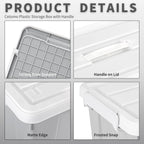 Cetomo 20L*6 Aufbewahrungsboxen, Tragbare Plastikboxen mit Deckeln, Organizer-Behälter mit Griff und Clips, Stapelbar, Ineinander Nestbar, für Zuhause und Büro, Grau, 20L-6er Pack