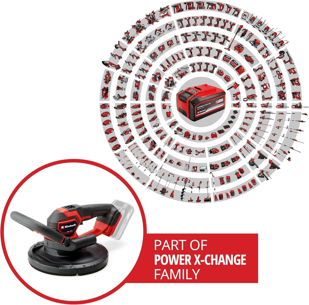 Einhell Professional Akku-Trockenbauschleifer TP-DWS 18/225 Li BL Solo Power X-Change (18 V, Brushless, inkl. 6 x Ø 225 mm Schleifpapier & 1 x Gitterleinen, ohne Akku und Ladegerät)