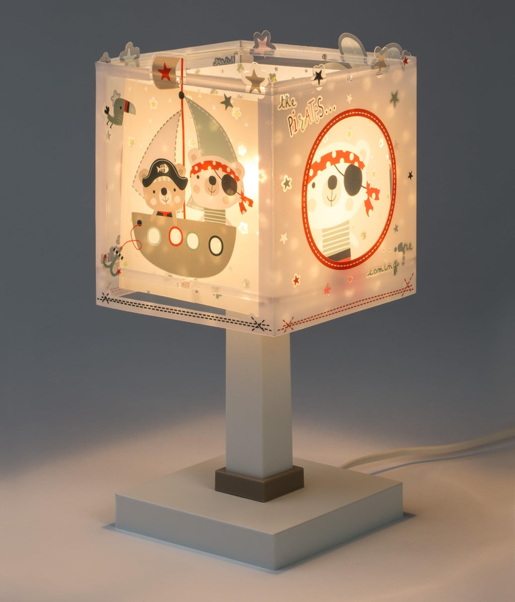 Dalber Kinder Tischlampe Nachttischlampe Piraten The Pirates Tiere, Grau, 14 x 14 x 29 cm