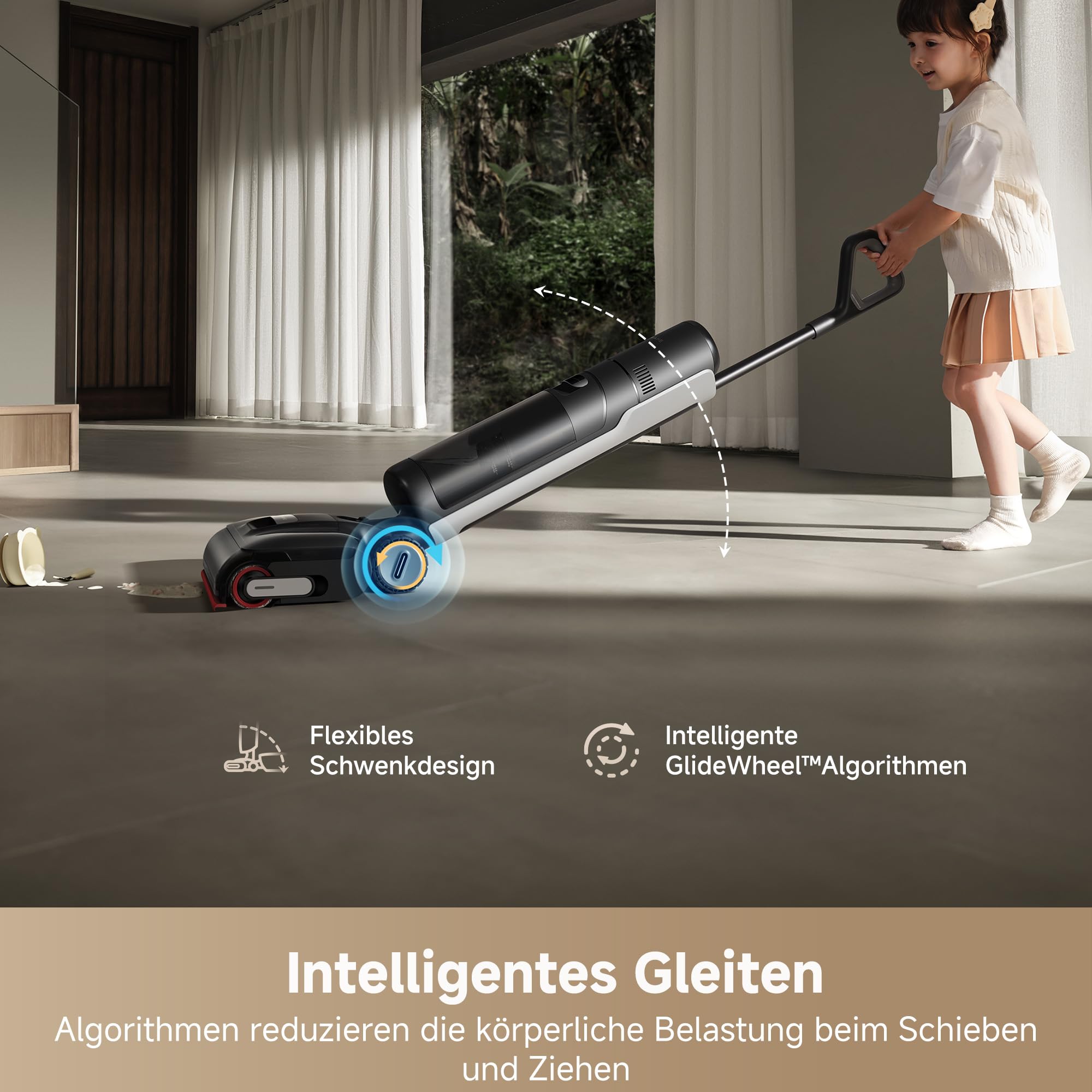 dreame H15 Pro Nass- und Trockensauger, GapFree AI DescendReach Roboterarm, dreifache Kantenabdeckung, 21.000 Pa Saugleistung, 0 Tangle, 100°C Bürstenwäsche, 5min 90°C Trocknung, 180° Lie-Flat