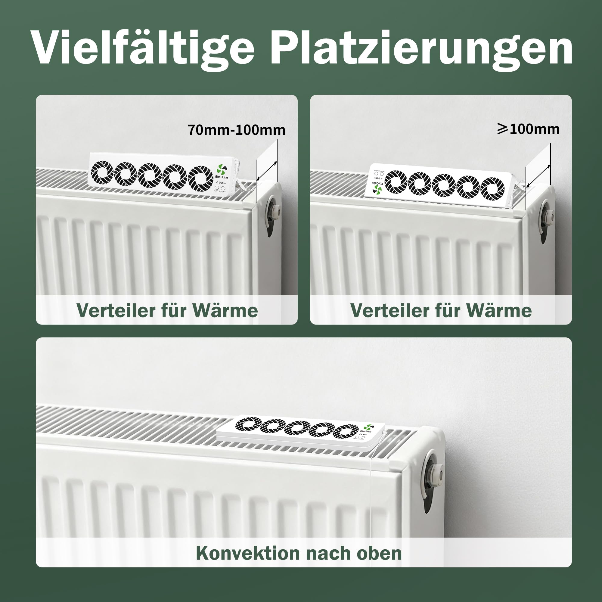 ecoCalm Heizkörper Ventilator mit 5 Lüfter, Intelligenter Heizkörperverstärker Erhöhen die Effizienz der Heizung und Sparen Energie