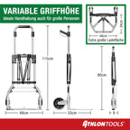 ATHLON TOOLS Schwerlast-Sackkarre klappbar 150 kg TÜV geprüft – Aluminium, große kugelgelagerte Räder mit Soft-Laufflächen, 2 Expanderseile