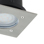 EGLO LED Bodeneinbauleuchte Lamedo, 1 flammige Einbauleuchte, Wegelampe aus Edelstahl, Farbe: Silber, Glas: Weiß, satiniert, eckig, IP67