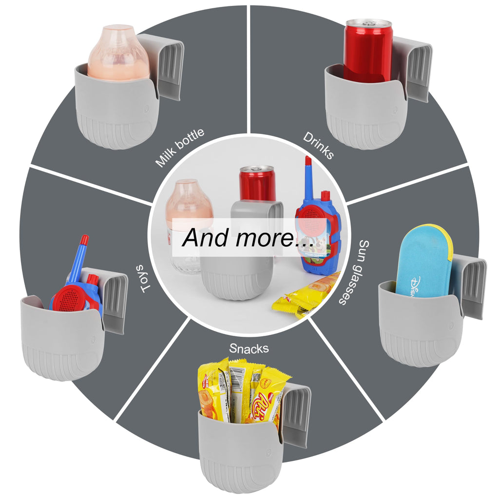 Storchenbeck Universal Becherhalter für Autositze, Kinderwagen, Rollstühle und mehr – Grau (1)