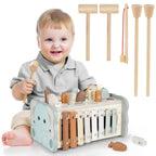DINORUN Montessori Spielzeug ab 1 Jahr, Hammerspiel Holzspielzeug Motorikspielzeug, Xylophon Kinder 1 Jahr, Geschenk Kinderspielzeug ab 1 2 3 4 Jahre Mädchen Junge
