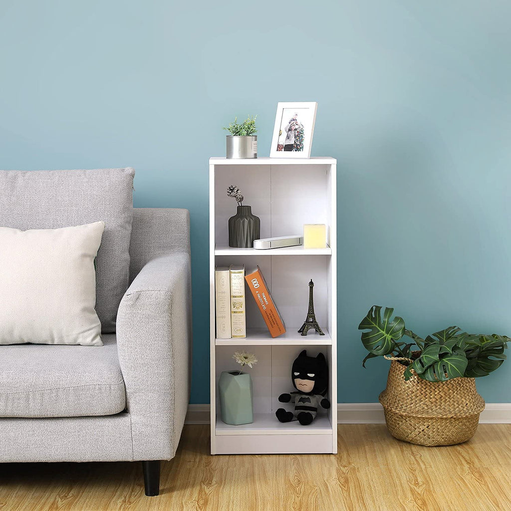 VASAGLE Bücherregal, Regal mit 3 Fächern, Standregal, mit höhenverstellbaren Ablagen, für Wohnzimmer, Kinderzimmer, Büro, 24 x 40 x 93 cm, weiß LBC103W