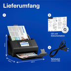 Epson WorkForce ES-580W Scanner, Dokumentenscanner (scannt ohne PC, 35 Seiten bzw. 70 Bildern pro Minute, bis DIN A4, beidseitiger Scan in einem Durchgang, automatische Ausrichtung) One size