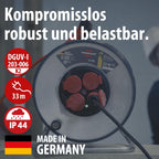 Brennenstuhl Professional SteelCore Kabeltrommel SC 3210 IP44 (33m H07BQ-F 3G2,5 Kabel, Trommelkörper aus Stahlblech, Baustelleneinsatz und ständiger Einsatz im Freien, Made in Germany)