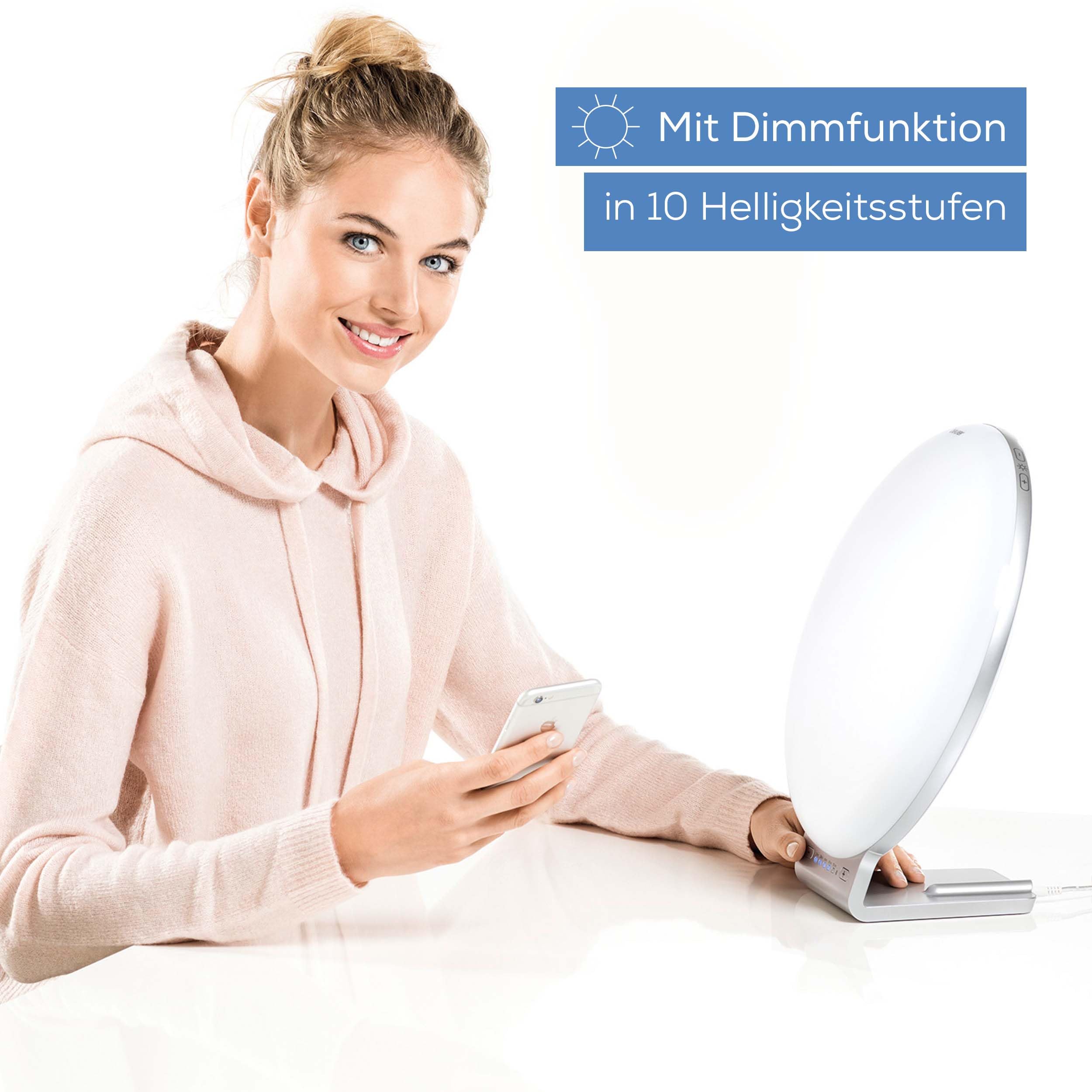Beurer TL 100 2-in-1 LED Tageslichtlampe und Stimmungslicht, mit Farbwechselfunktion, bequeme App Steuerung, 1 Stück (1er Pack), Weiß