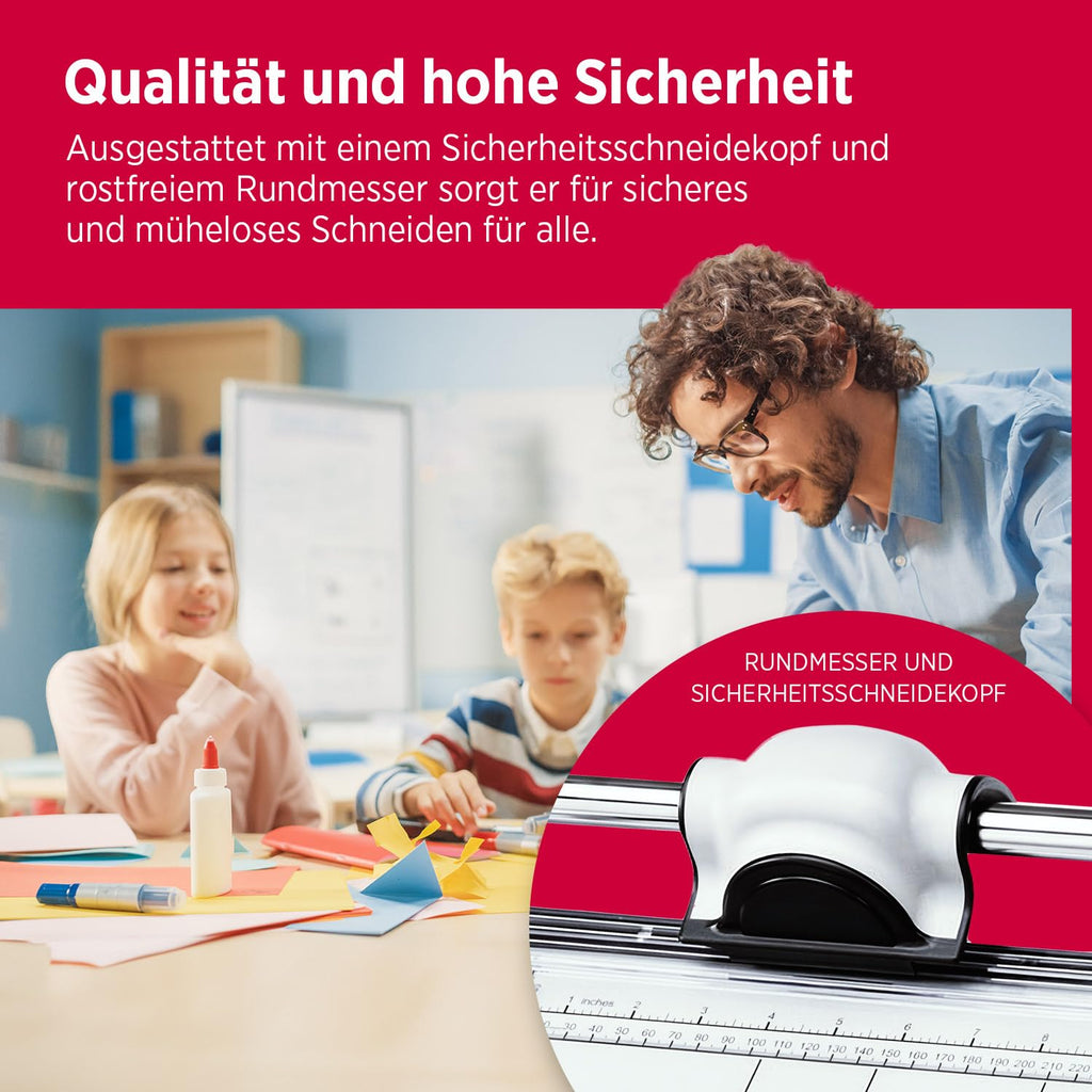 Olympia TR 1307 Rollenschneidegerät | Papierschneider Din A0 | 1300 mm Arbeitsbreite | Schneidemaschine Papier | bis zu 7 Blätter | Papierschneidemaschine mit Auffangbehälter & Untergestell | Silber