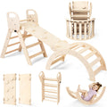 Woodure 7-in-1 Montessori Klettergerüst Indoor Set, Verformbares Kletterdreieck mit Rutsche & Kletterbogen, Hölzernes Pikler Dreieck zum Baby Klettern, Klettergerüst Montessori Spielzeug ab 1-6 Jahre