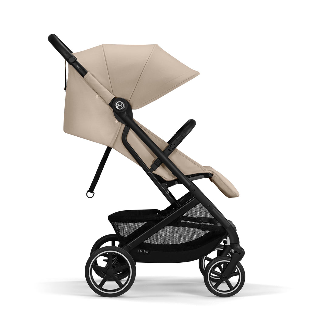 Cybex Gold Kinderwagen Beezy mit One-Pull Harness, Ab Geburt bis ca. 4 Jahre (max. 22 kg), Kompakt und ergonomisch, Almond Beige (Beige mit schwarzem Rahmen)