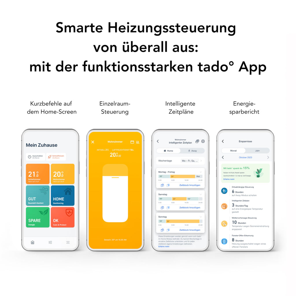 tado° Smartes Heizkörperthermostat X, Heizungssteuerung per App und Smart Speaker (Alexa, Siri, Google Assistant), spart Energie & Kosten, DIY Installation