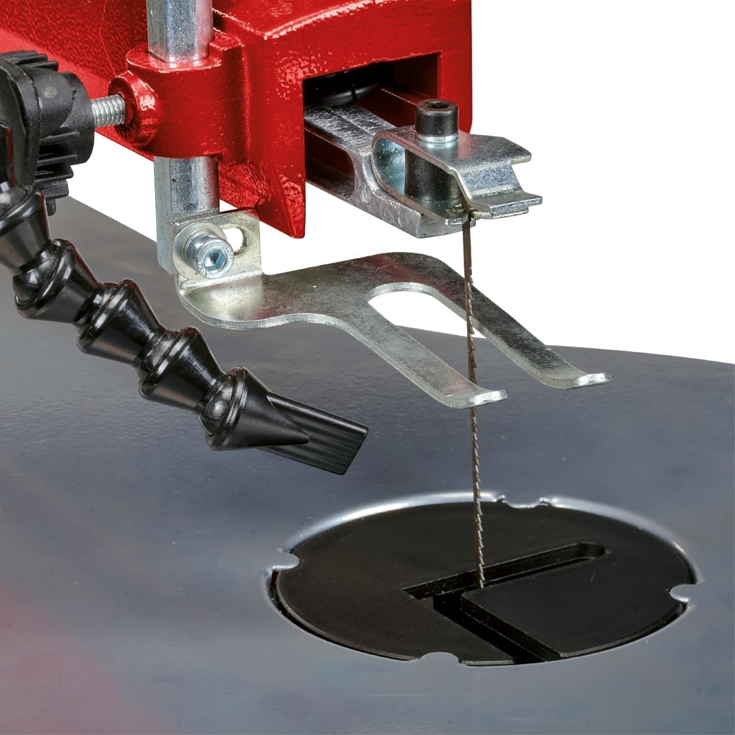 Einhell Dekupiersäge TC-SS 406 E (120 W, 50 mm Schnitthöhe, 47° neigbarer Tisch, variable Drehzahl, Blasvorrichtung, inkl. 2 Sägeblätter)