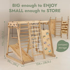 Goodevas Verbessert 9-in-1 Klettergerüst Indoor für Kinder, Montessori Klettergerüst mit Rutsche, Schaukel, Kletterwand, Kletterdreieck, Kunst hinzufügen – Spielplatz für Kinderzimmer