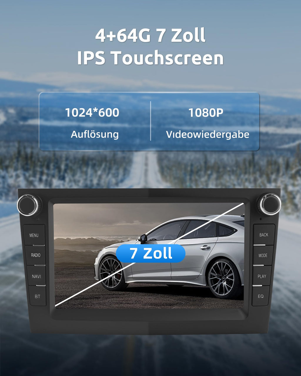 ESSGOO 4+64G Drahtloses Autoradio und Android Auto CarPlay Für Vauxhall Opel Corsa C/D Zafira B Astra G/H Meriva Signum Combo mit 7 Zoll Touchscreen Bluetooth FM RDS GPS WiFi Silber