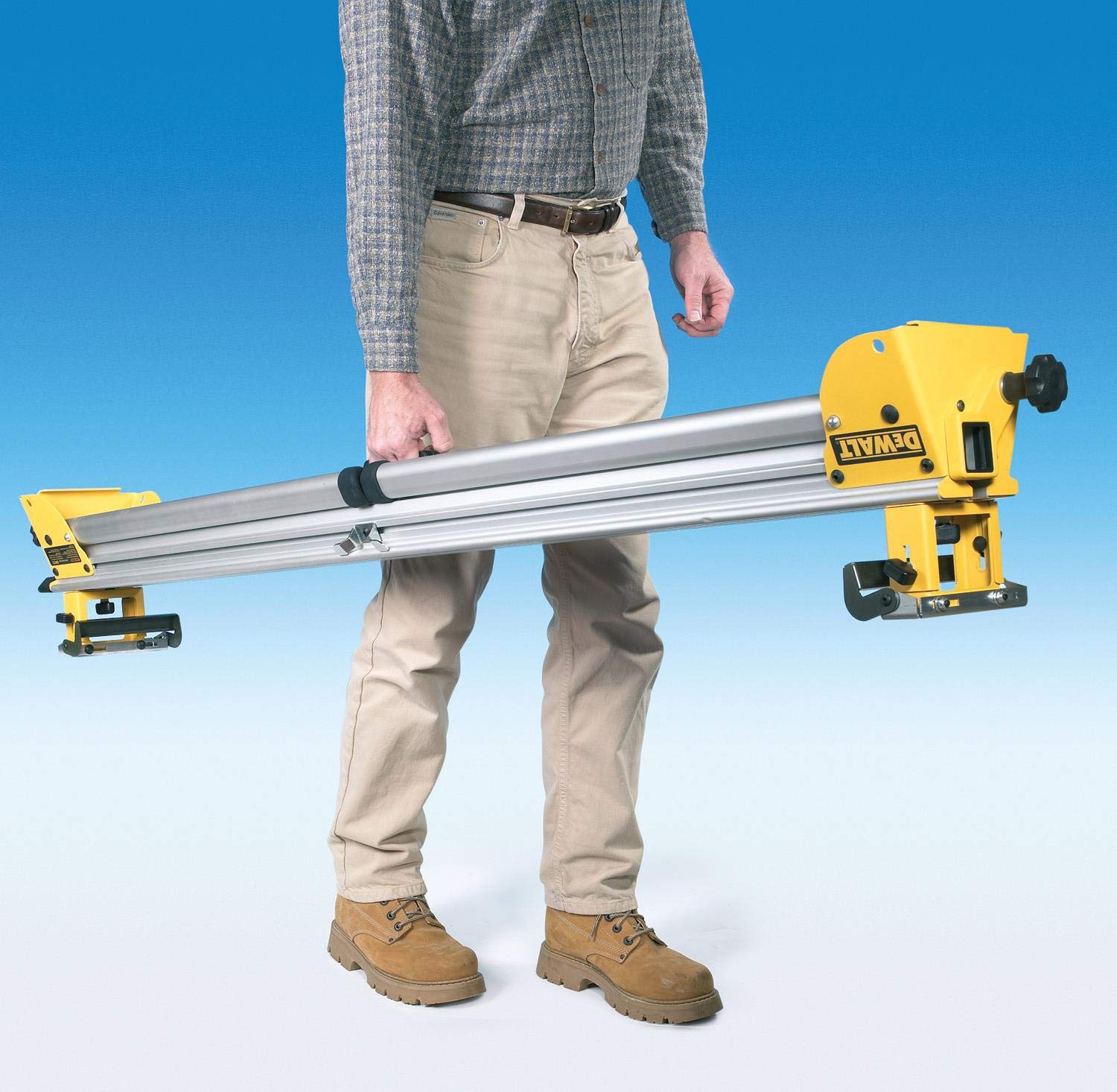 DeWalt Universal-Untergestell/ Sägen-Untergestell (passend für Paneel-, Kapp- und Gehrungssägen, leichte Aluminiumkonstruktion, einfacher Transport, Teleskop-Auszug, Klappanschlag) DE7023, DEWALT DE7023-XJ - Banco de trabajo de alto rendimiento para Ingle