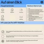 HP LaserJet Pro MFP 4102fdw Multifunktions-Laserdrucker Schwarz-Weiß, WLAN, Fax, Automatischer beidseitiger Druck, Hohe Druckgeschwindigkeit, Wolf Pro Security