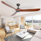 reiga 178 cm Holz Deckenventilator mit Fernbedienung, 6 Geschwindigkeiten, Leise DC Motor, 3 Holz Flügeln, Sommer Winterbetrieb für Schlafzimmer, Wohnzimmer, Terrasse