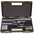 PROXXON Steckschlüsselsatz, Feinmechaniker-Satz mit 1/4"-Umschaltratsche sowie Schraubendrehergriff, 50-teiliges Werkzeug-Set mit Kunststoffkoffer, 23280
