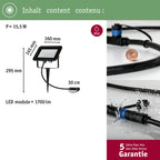 Paulmann 94575 Plug & Shine LED Außenleuchte Gartenstrahler Fluter IP65 Warmweiß incl. 1x15,5 Watt Schwarz Aluminium Spot 3000 K