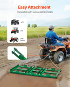 VEVOR Schleppegge, 1220x500x100 mm, Wiesenschleppe mit verstellbaren Stangen & 1830 mm Kette, Wiesenegge für Geländefahrzeuge, UTVs, Traktoren, Rasenmäher, Schleppwerkzeug zum Nivellieren des Rasens