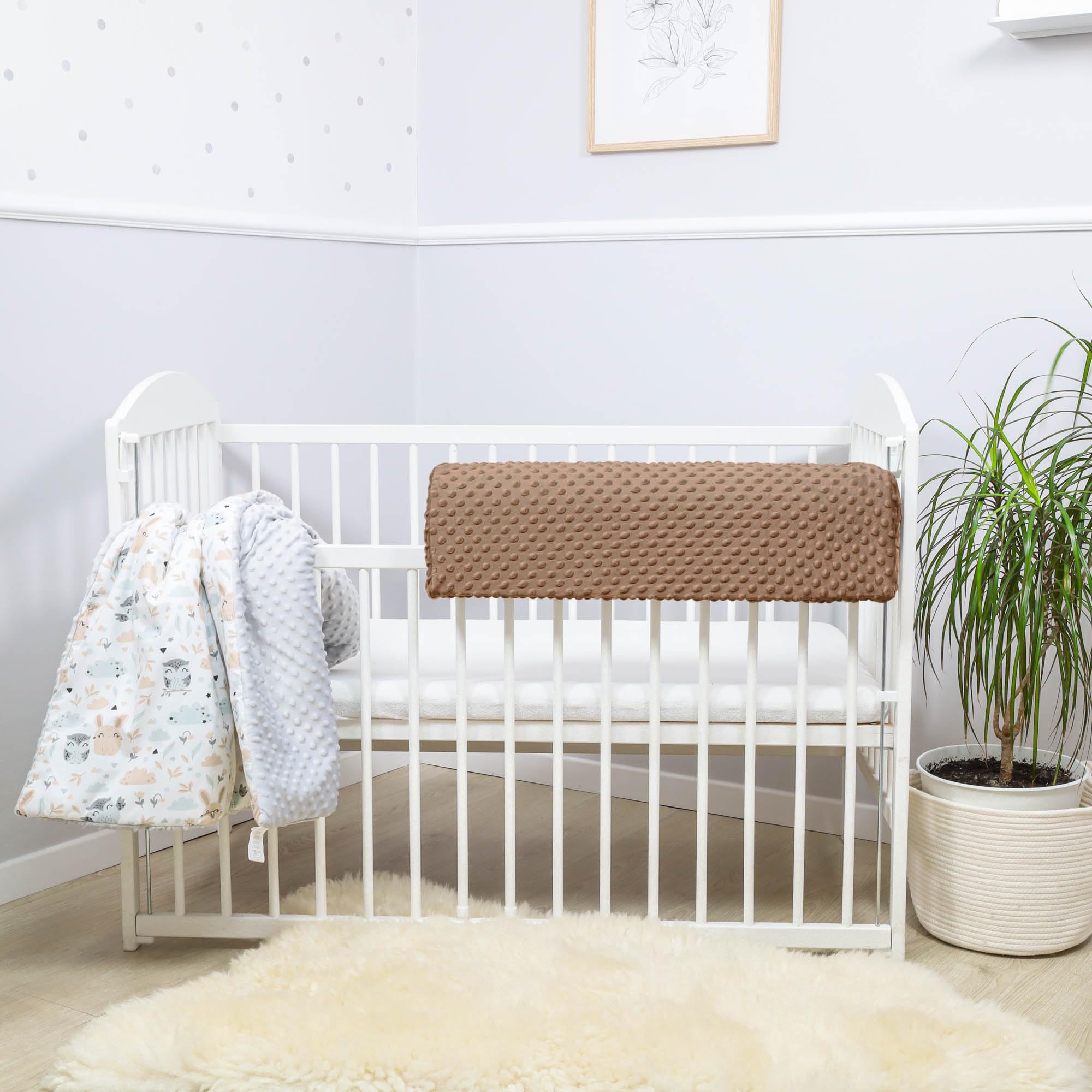 Bettkantenschutz für Kinderbetten 70 cm - Schutz für Bettrahmen Baby Bett rausfallschutz für boxspringbett bettgitter mit Bezug Kantenschutz Kinder Babybett Hellbeige