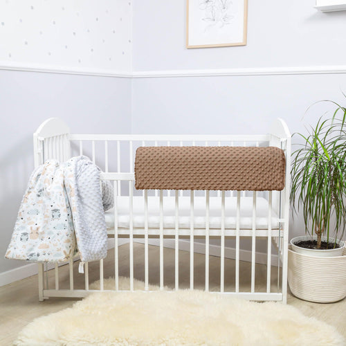 Bettkantenschutz für Kinderbetten 70 cm - Schutz für Bettrahmen Baby Bett rausfallschutz für boxspringbett bettgitter mit Bezug Kantenschutz Kinder Babybett Hellbeige