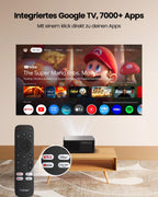 Beamer 4K mit Android TV 11.0, Sound by JBL, Dolby Audio, NFC, Autofokus, Auto Trapezkorrektur, WiFi6, Bluetooth, YABER K2s 1080P Full HD Beamer Heimkino Outdoor 300" Display Video Projektor