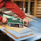 Bosch Bandschleifer PBS 75 AE Set (750 W, Bandgeschwindigkeit 200-350 m/min, Schleiffläche 165x76 mm, im Koffer)
