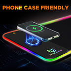 Gimars Upgrade Gaming Mauspad RGB, 15W Kabelloser Schnellladung, 800x300x5mm, Mousepad XXL mit 10 Farben LED-Licht, Groß LED Mouse Pad Gaming Zubehör mit Glatter Oberfläche, Rutschfester Gummifuß