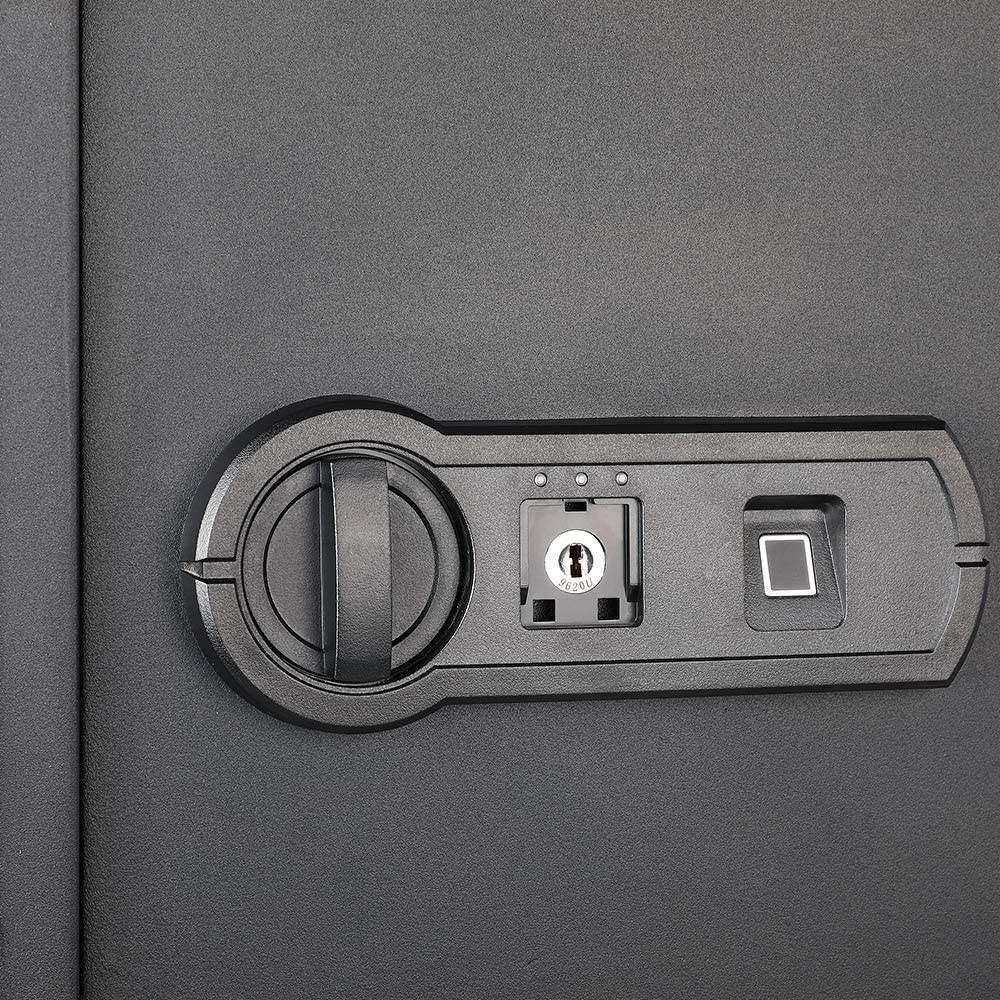 Amazon Basics Elektronisch Schlüssel Biometrisch Tresor mit Fingerabdruck-Verschlusssystem, 50 l, Schwarz