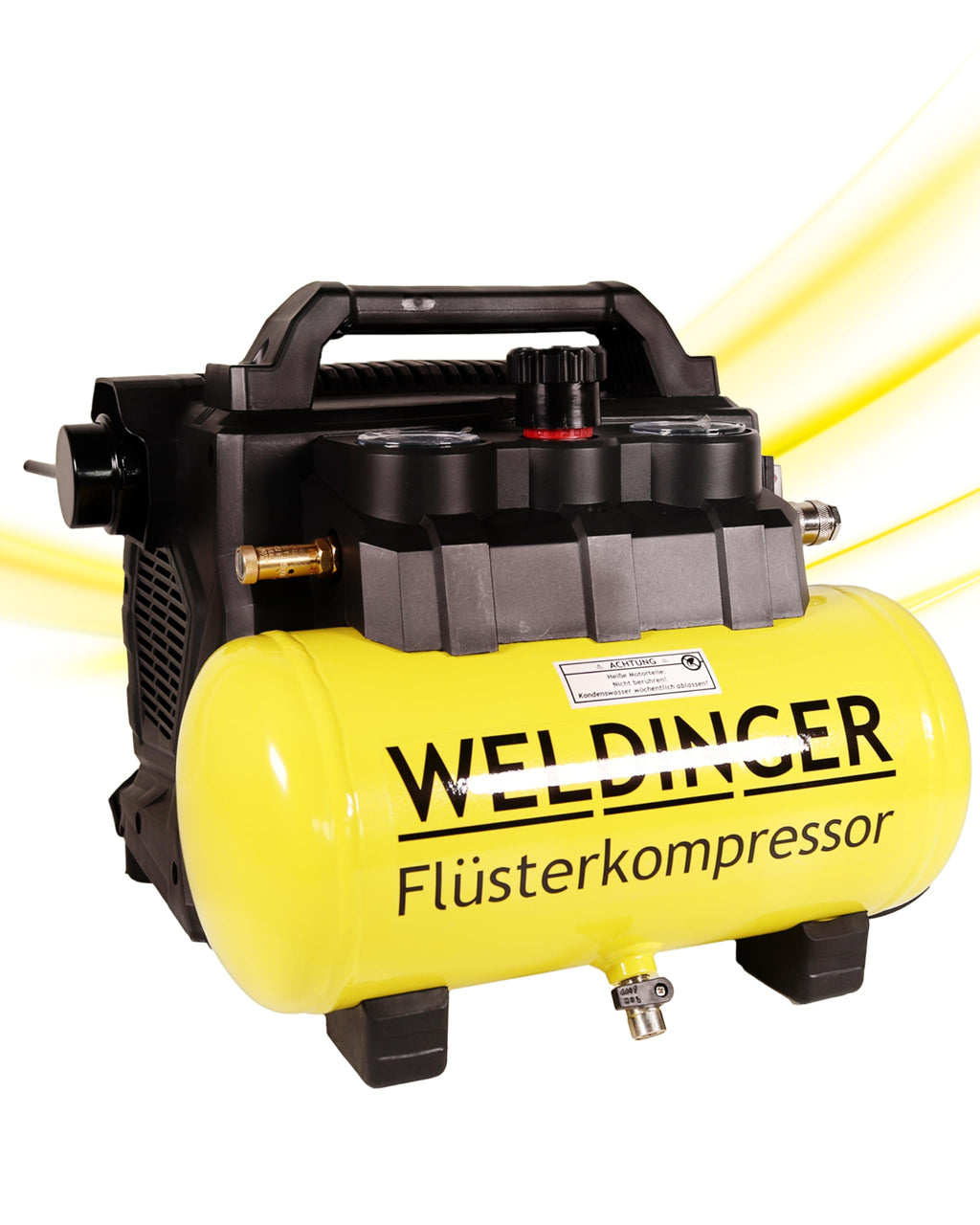 WELDINGER Flüster Kompressor FK 135 pocket ölfrei 1100 W Luftabgabe 135 l Tankvolumen 6 l Druckregler 5 Jahre Garantie