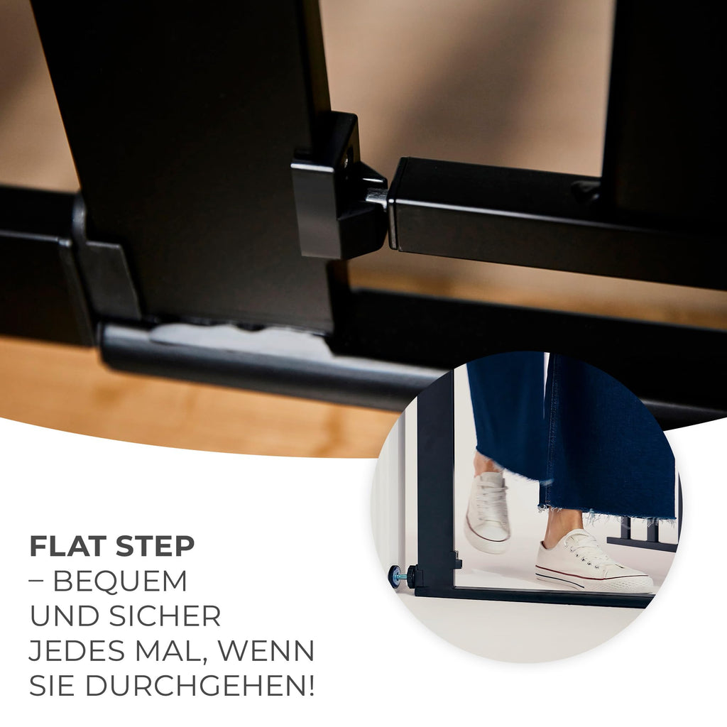 Kinderkraft Lock&GO Treppenschutzgitter Ohne Bohren, Türschutzgitter, Kinderschutzgitter, von 75 bis 103 cm, 90 Grad öffnen, doppelte Verriegelung, Schwarz