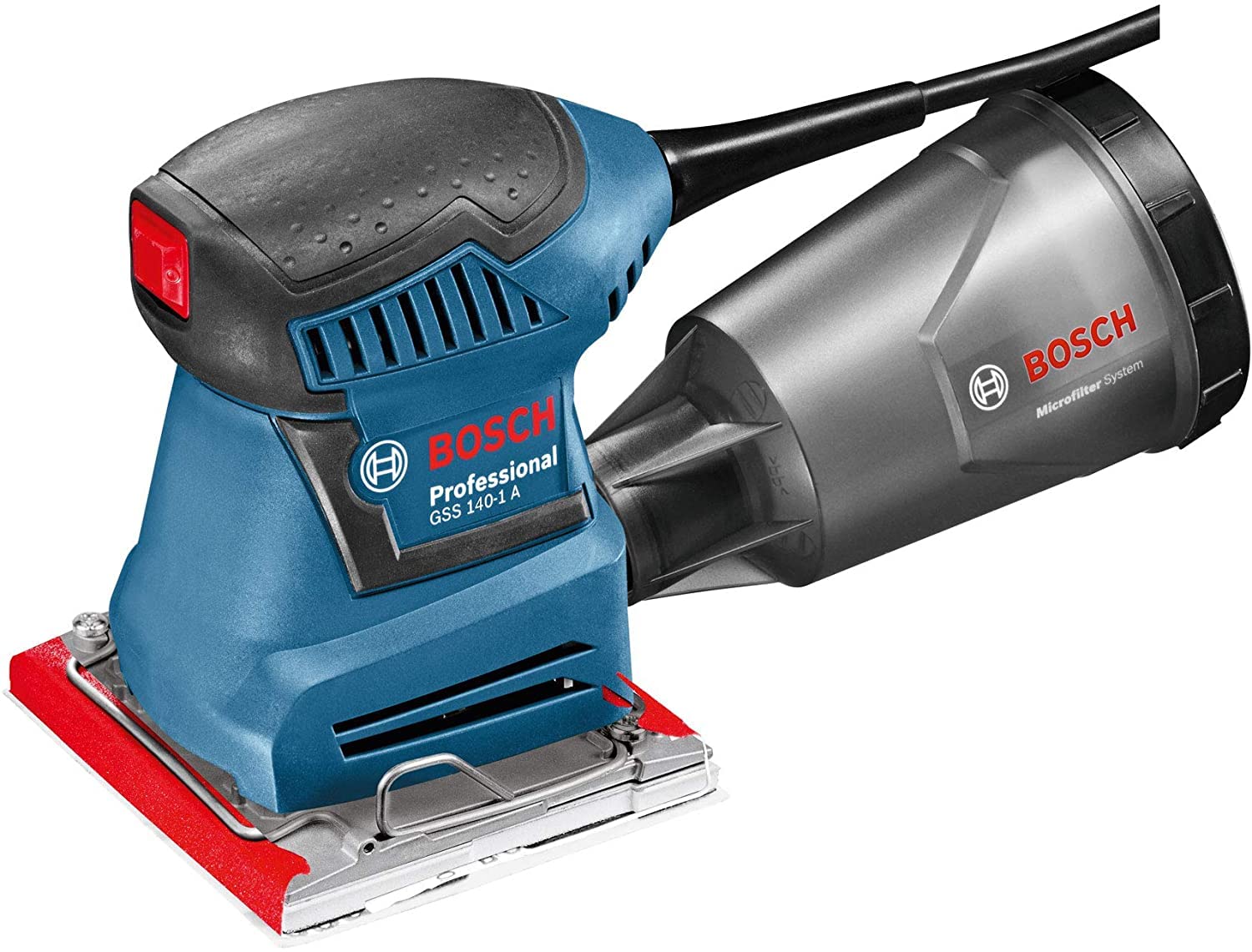 Bosch Professional Schwingschleifer GSS 140-1 A (mit Staubbox inkl. Microfilter, 2x Schleifblatt, 1x Schleifplatte, Lochwerkzeug)