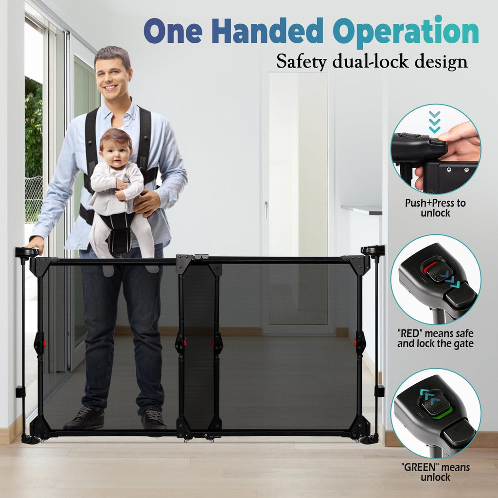 Ausziehbar Türschutzgitter,Babygitter,Treppenschutzgitter,Hundegitter,80-140cm Breit, 71cm Hoch, Wohnung Türgitter Öffnung in Zwei Richtungen