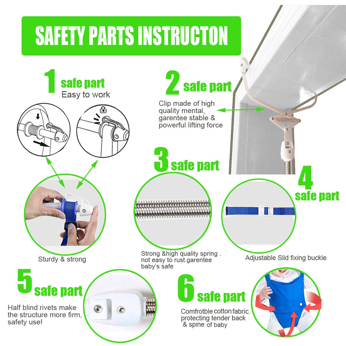 Baby Tür Schaukel Springen Übung Türhopser Türrahmen Jumper für Baby 6-24 Monate