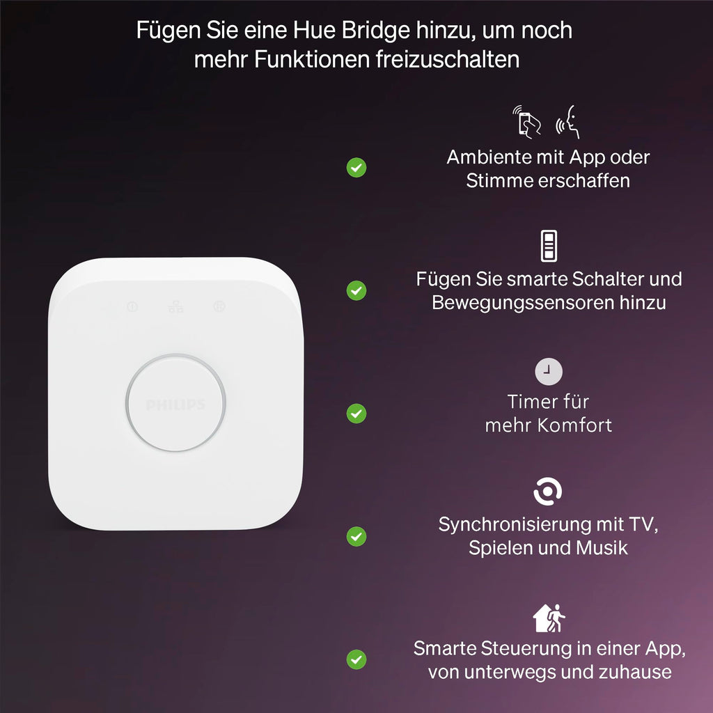 Philips Hue Essential Smart LED A60 Glühbirne,white and color, E27-Fassung, 8 W, 2200 K–6500 K, 806 lm, dimmbar, kompatibel mit Alexa, Google Assistant und Apple Home, 4er-Pack