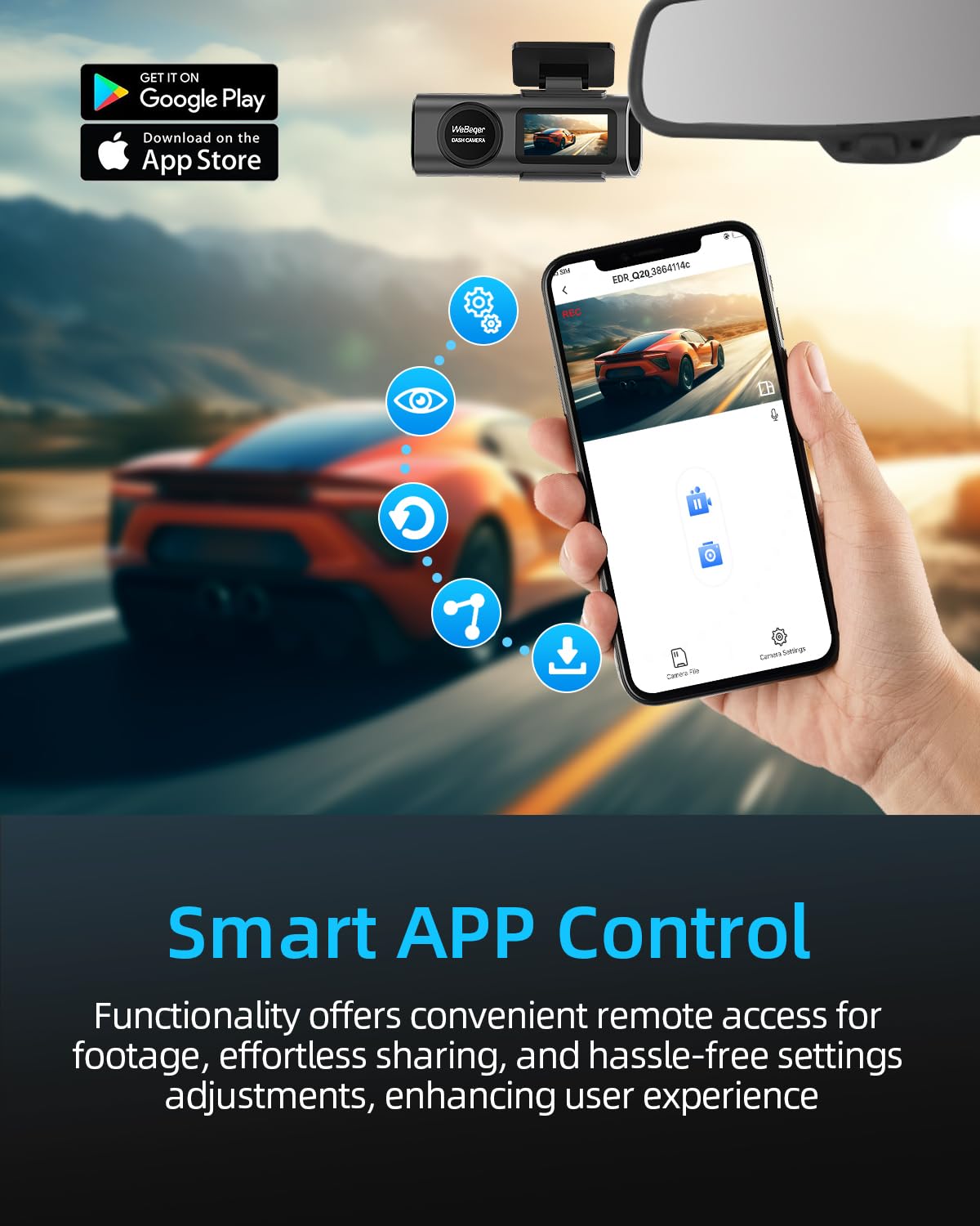 WiFi Dashcam Auto Vorne Hinten,4K+1080P,Auto Kamera,App-Steuerung Autokamera mit 64G SD-Karte,170°+140° Ultraweitwinkel,Mini 1.47 Zoll,Nachtsicht,WDR,G-Sensor,Loop-Aufnahm,Parküberwachung