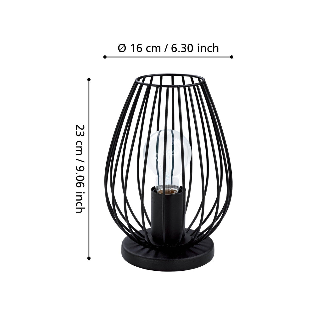 EGLO Tischlampe Newtown, 1 flammige Vintage Tischleuchte, Nachttischlampe aus Stahl, Farbe: Schwarz, Fassung: E27, inkl. Schalter