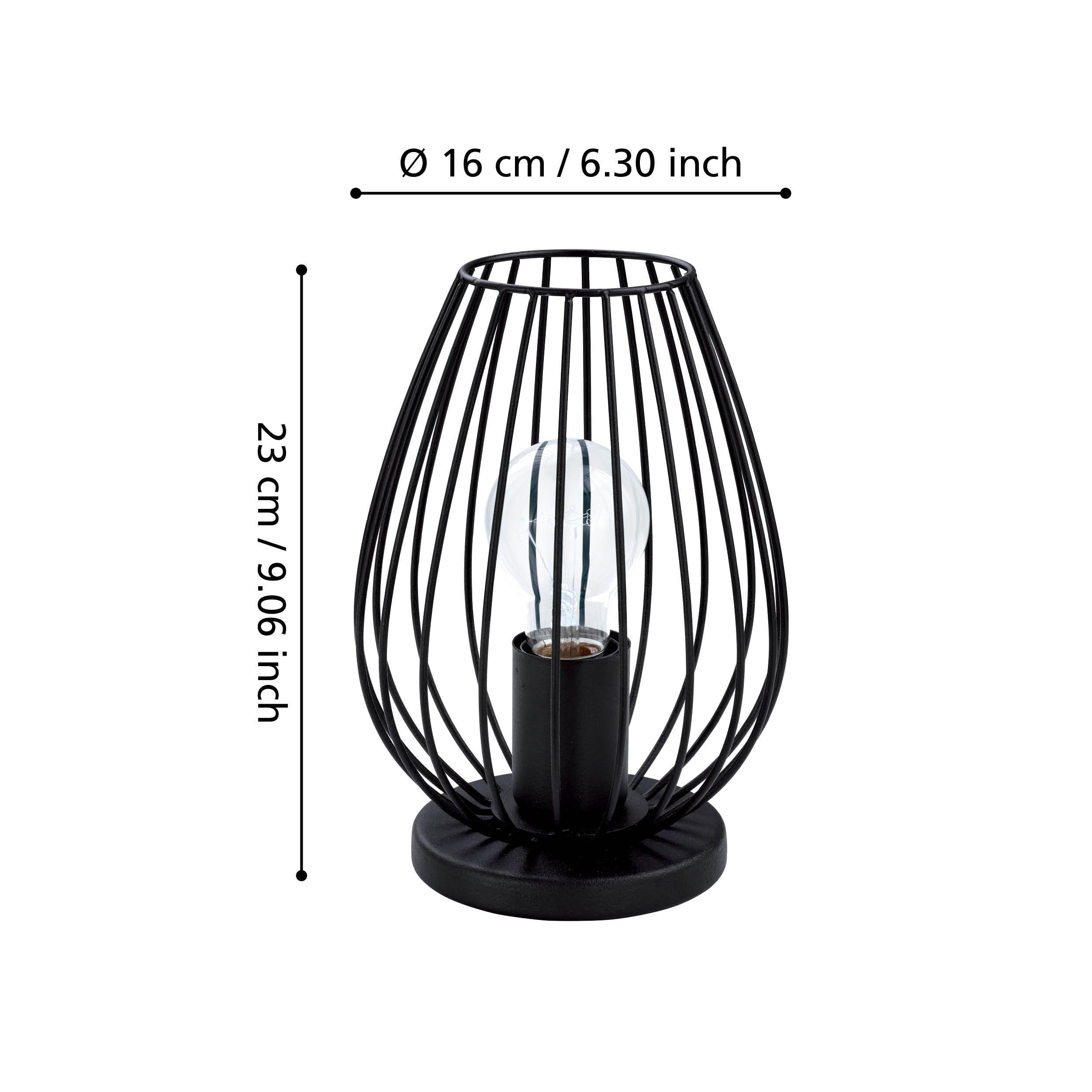 EGLO Tischlampe Newtown, 1 flammige Vintage Tischleuchte, Nachttischlampe aus Stahl, Farbe: Schwarz, Fassung: E27, inkl. Schalter