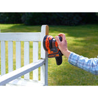 Black+Decker Akku-Exzenterschleifer / Schleifmaschine (18V, mit Staubfangbehälter, zum Schleifen/Polieren, ergonomische Multi-Positionsgriffflächen, Lieferung ohne Akku und Ladegerät), Schwarz, Orange