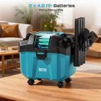 SEESII Akku Nass und Trockensauger, 3-in-1 Werkstattsauger mit Gebläse 2x4000mAh Batterien, 10L Nass Trockensauger Mini, Schultergurt, 4 Rädern und Aufsätzen, Ideal für Werkstatt/Auto/Baustelle (Blue)