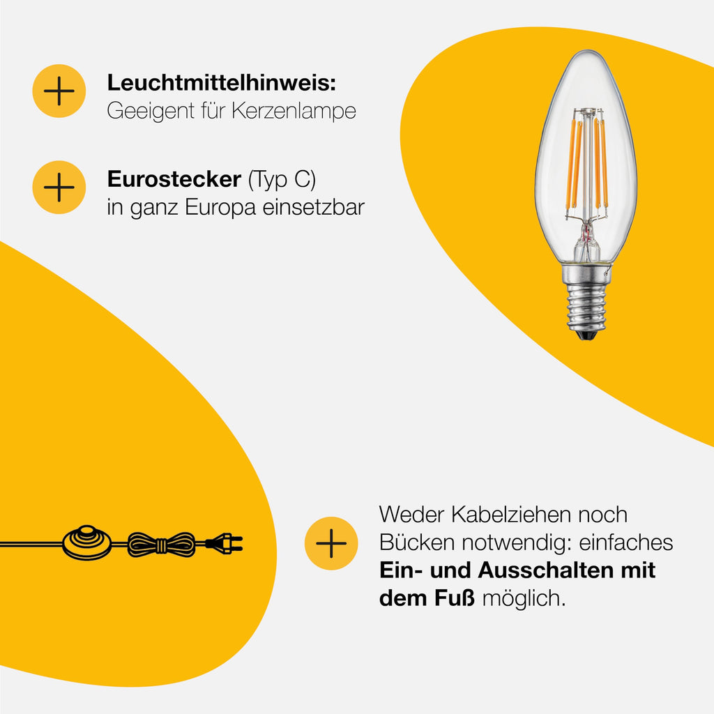 Brilliant Lampe Nerva Standleuchte titan/weiß | 2x C35, E14, geeignet für Kerzenlampen (nicht enthalten) | Mit Fußschalter