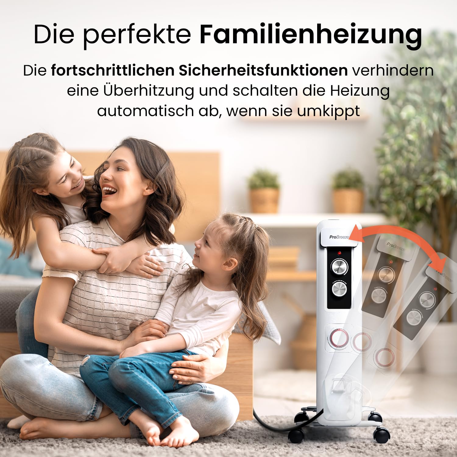 Pro Breeze 2500W Ölradiator mit 11 Heizrippen, Elektrischer Heizkörper, 24h Timer, Ölradiator energiesparend, 3 Heizstufen, Einstellbares Thermostat & Sicherheitsabschaltfunktion - weiß