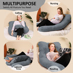 Chilling Home Schwangerschaftskissen, U Form Seitenschläferkissen mit Bezug U Kissen Stillkissen groß Lagerungskissen, Kissen für Frauen und Seitenschläfer(Schwarz Blau)
