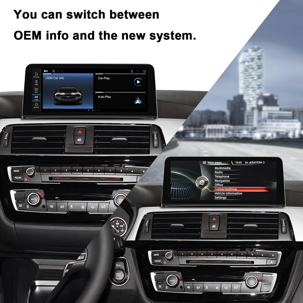 PEMP Linux Display für BMW 1er F20 F21 F22 3er F30 F31 F32 F33 F34 F35 NBT CIC Kabelgebunden und Drahtlos CarPlay Android Auto Nutzen das Original Bluetooth. 1920 x 720 Bildschirm (2012-2017)